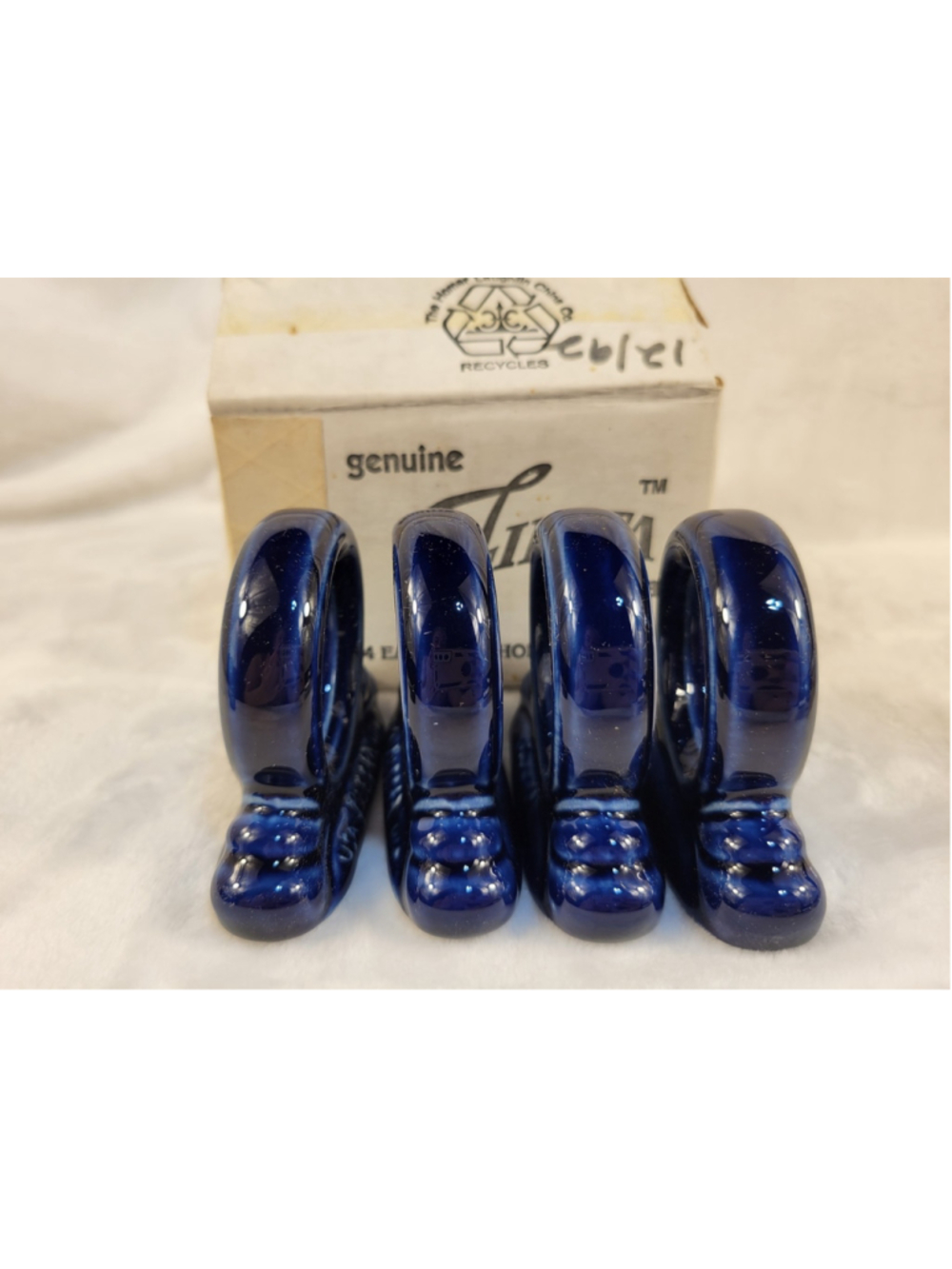 FIESTA WARE Cobalt Blue Ceramic Napkin Ring Set P86 HOMER LAUGHLIN NIB